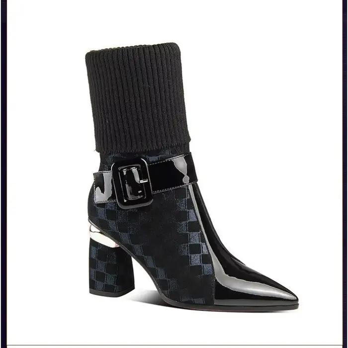 Bottines Chelsea en tricot à talons hauts pour femmes