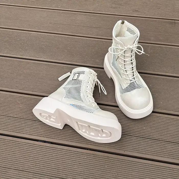 Nouvelles bottes montantes en résille style romain pour femmes polyvalentes et décontractées pour l'été occassions spéciales et tenues décontractées