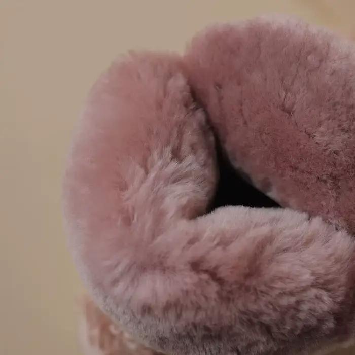 Bottes de neige en fourrure de mouton pour femmes, bout rond, talon moyen, ajustement parfait, fourrure intégrée, confort hivernal, occasions spéciales et tous les jours