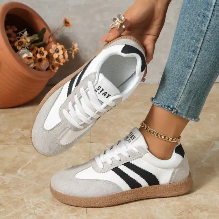 Chaussures de course à lacets tendance, chaussures de marche très vendues, nouvelles chaussures de sport décontractées confortables à bout rond pour femmes