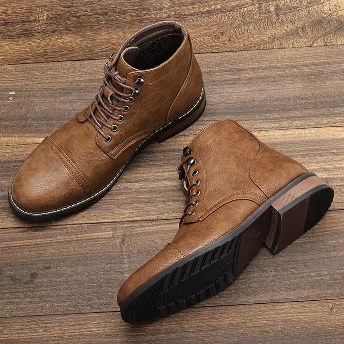 Bottines classiques en cuir pour hommes, bottes confortables à la mode pour printemps
