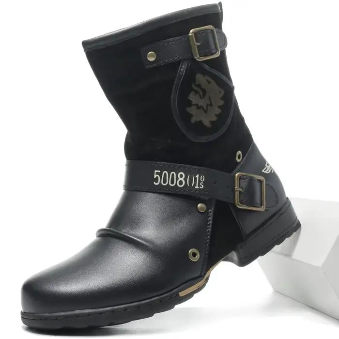 Bottes de cowboy mi-hautes personnalisées classiques Vintage faites à la main pour hommes