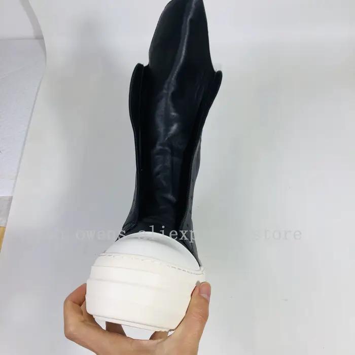 Bottes à plateforme montantes en cuir véritable pour hommes