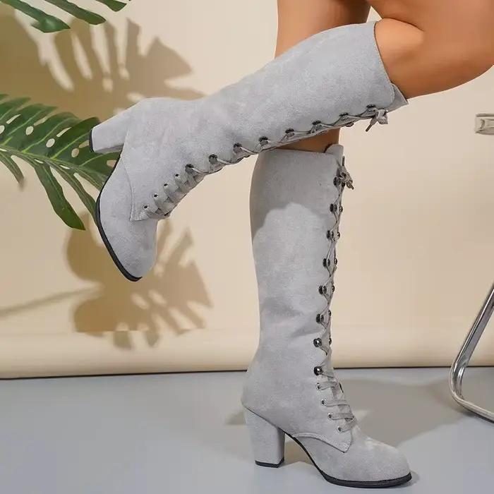 Hiver femmes bottes chaussures mode Vintage à lacets