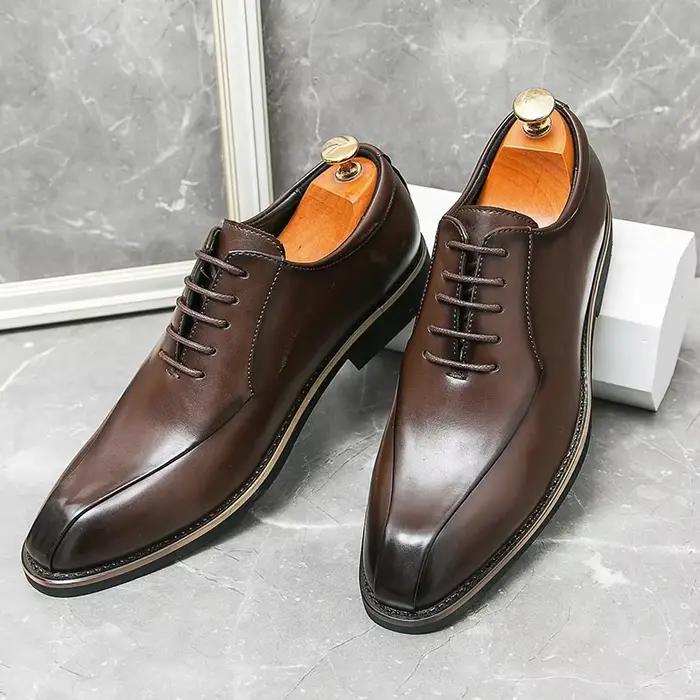 Chaussures Oxford en cuir verni à lacets pour hommes, cuir verni, robe de mariée formelle, zone de créateur, chaussures de luxe, nouveau