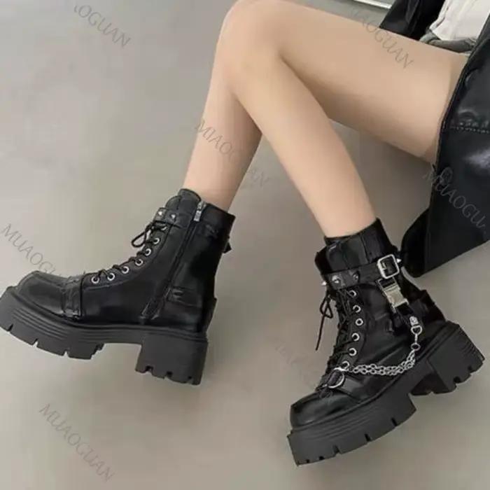 Bottines Punk à fond épais pour femmes