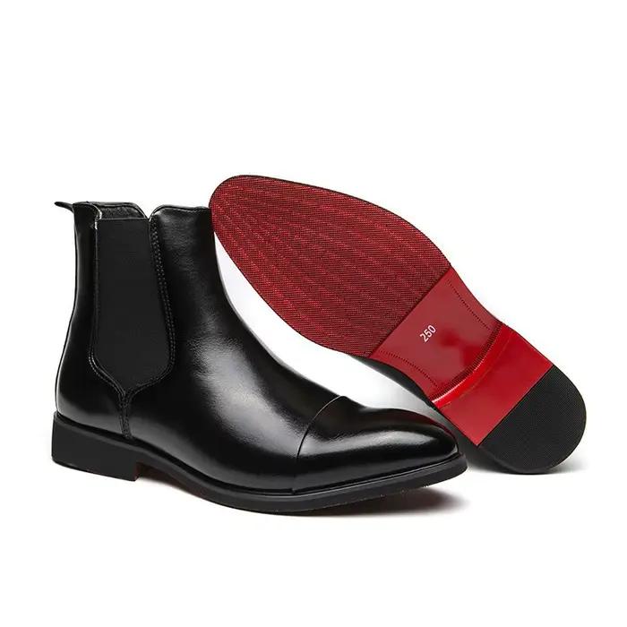 Bottes à bout pointu pour hommes, chaussures montantes en cuir, bottes Chelsea décontractées anglaises, confortables, à la mode, automne et hiver