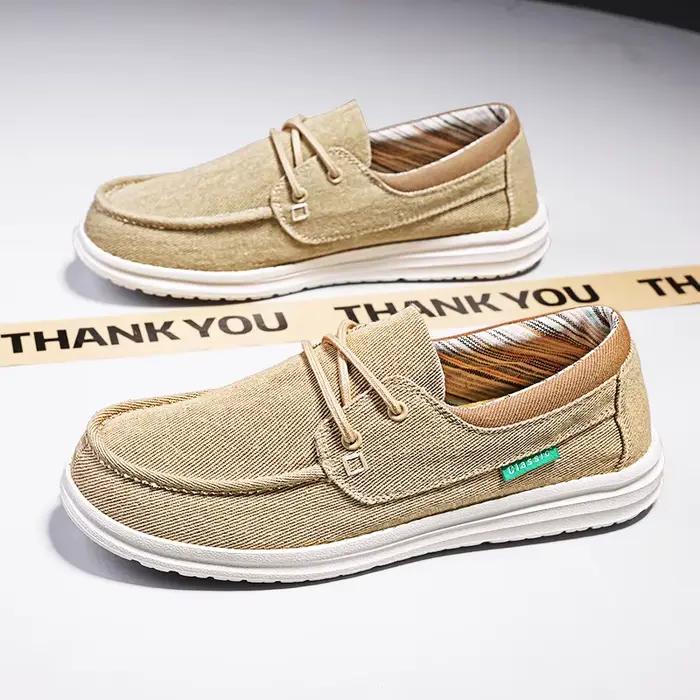 Mocassins d'été en toile décontractés et respirants pour hommes grandes tailles occasions estivales et décontractées