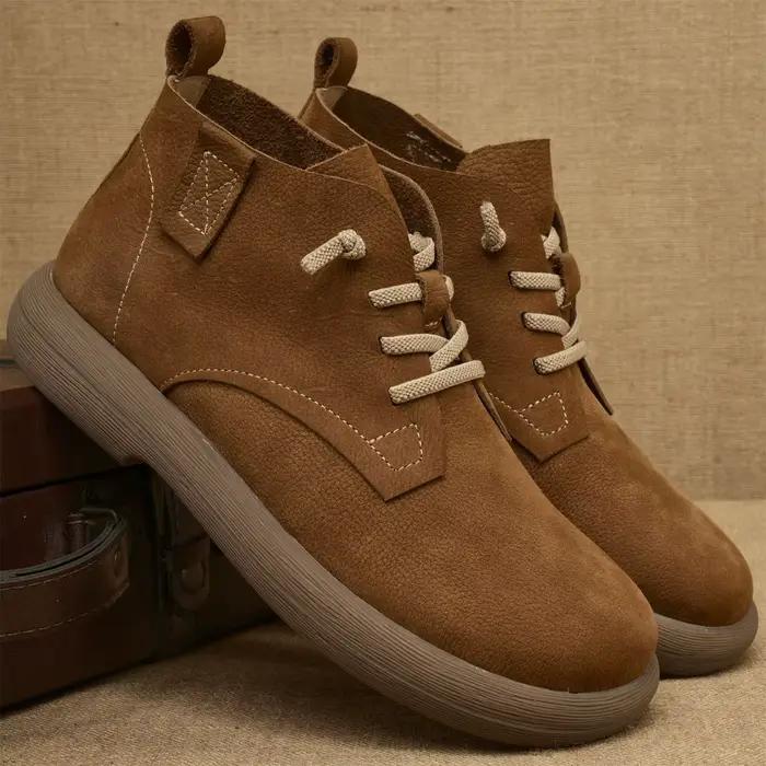 Bottines courtes en cuir de vache pour homme style britannique confortables bottes chelsea pour printemps automne occassions spéciales