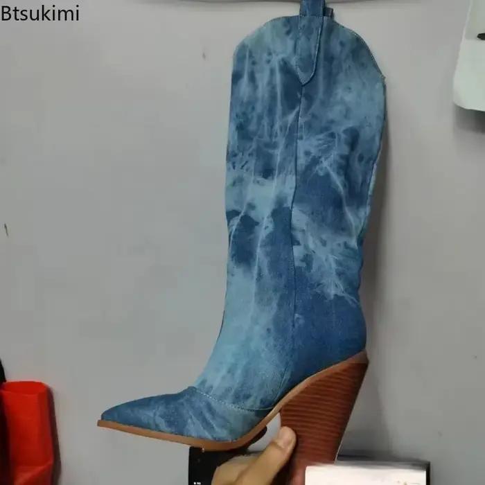 Nouvelles Bottes Hautes en Jean pour Femme 2026 – Chaussures Tendance à Talon Carré