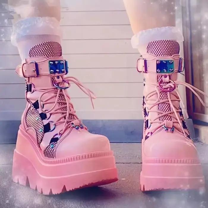 Bottines à plateforme et talons hauts pour femme, style punk, bottes de mode à fermeture éclair, printemps automne 2022 occassions spéciales