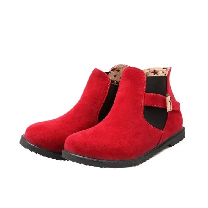 Bottes Rondes à Talons Compensés pour Femme, Chaussures Chaudes et Décontractées, à la Mode, de Grande Taille 34-52, Nouvelle Collection Hiver Printemps-Automne 502