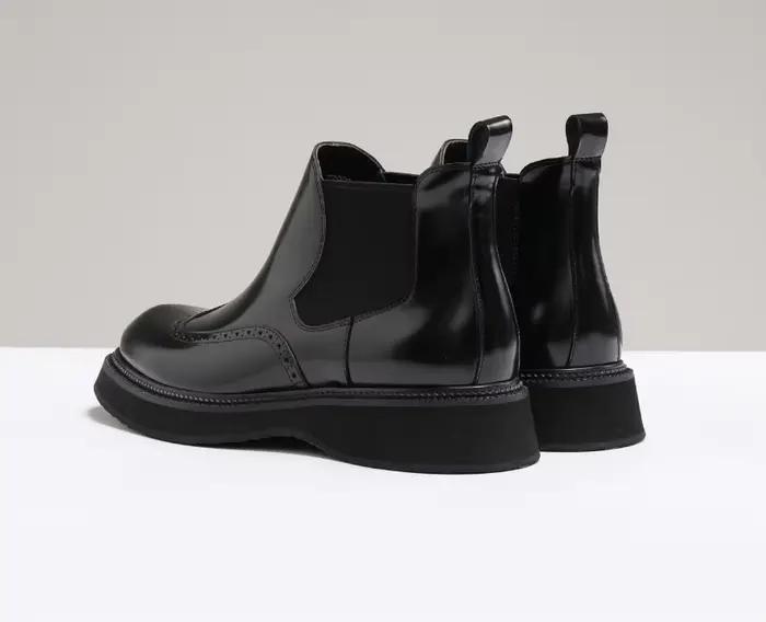 Bottes pour hommes en cuir véritable, chaussures d'affaires britanniques montantes en cuir, bottes courtes pour hommes, chaussures pour hommes sculptées Brock