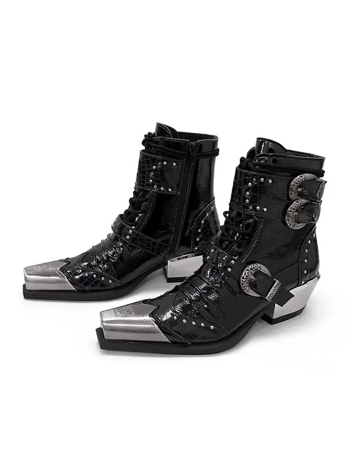 Bottines gothiques punk à bout pointu pour femmes