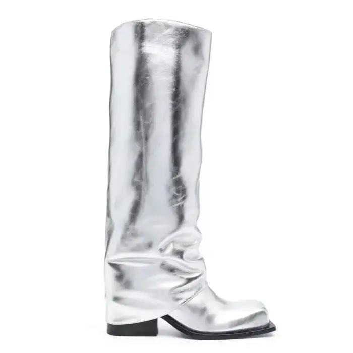 Bottes baril de style tablier en cuir véritable pour femmes