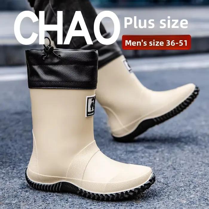 Bottes de pluie imperméables antidérapantes mi-mollet pour hommes