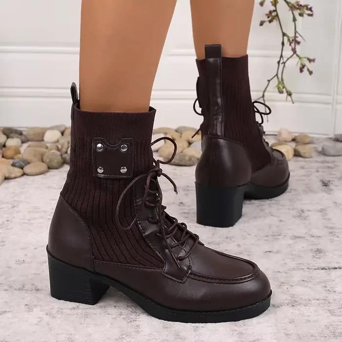 Bottines Vintage à talons épais pour femmes