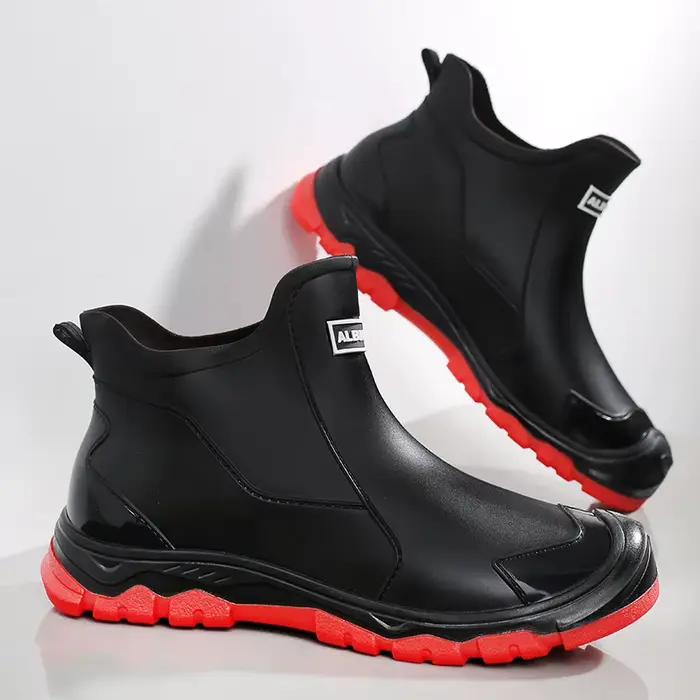 Bottes de pluie à tige basse pour hommes et femmes : Chaussures imperméables pour la pêche en extérieur