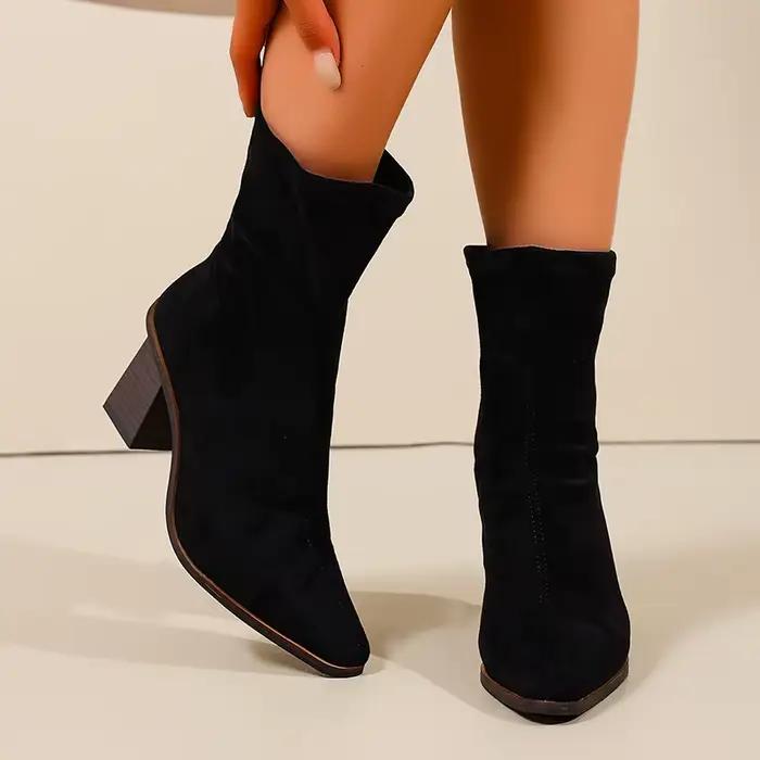 Bottines à talons hauts en faux daim pour femme