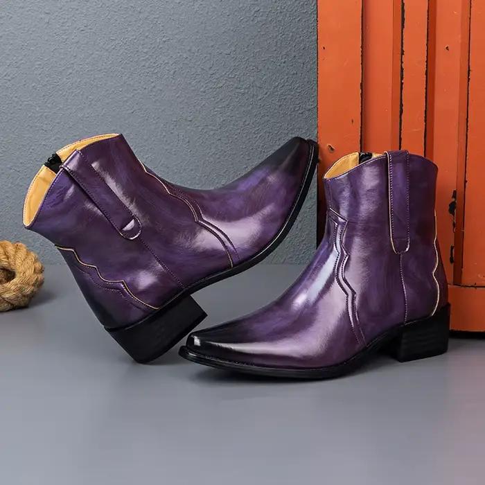 Bottes hautes pour hommes couleur unie confortables légères modernes élégantes à talons hauts pour affaires et occasions spéciales
