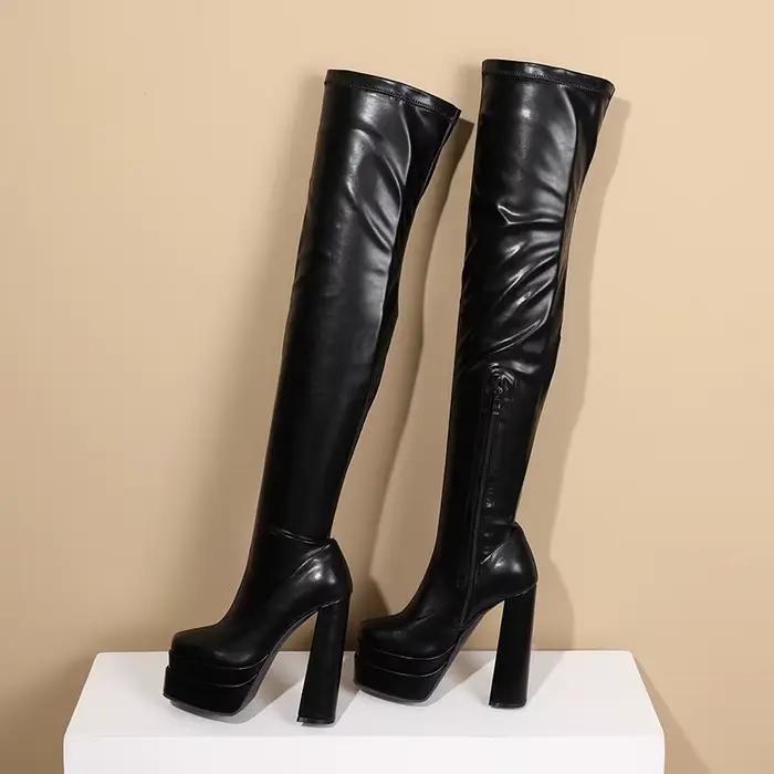 Bottes au-dessus du genou avec doublure en peluche pour femme