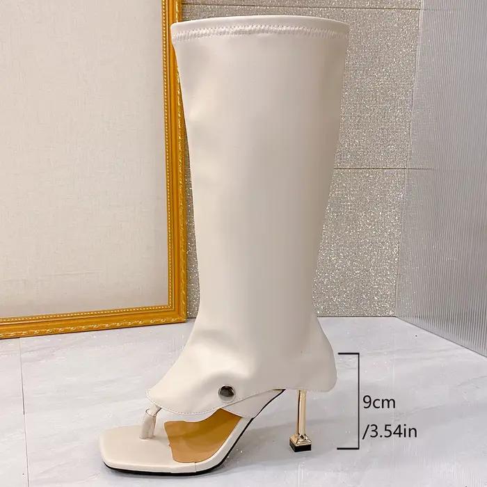 2025 nouvelles bottes Cool à clip d'orteil pour femmes Stiletto à talons hauts pantalons à jambes longues bottes tubulaires pantoufles