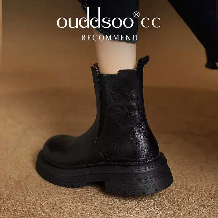 Ods plate-forme bottes sans lacet printemps automne chaussures talon épais bout rond femmes