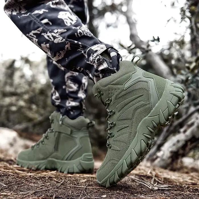 Bottes de combat tactiques améliorées pour hommes, chaussures de randonnée anti-usure à réponse rapide pour le camping en extérieur, la pêche et la chasse