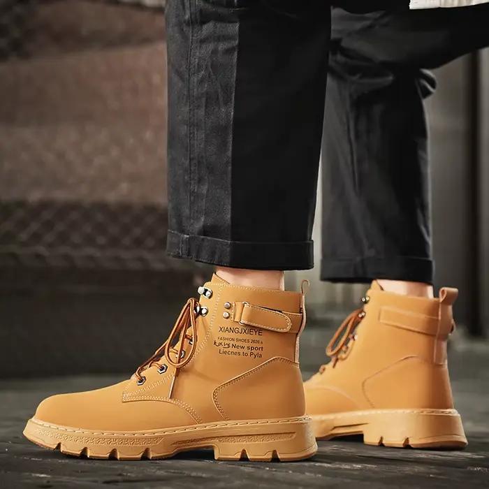 Bottes décontractées pour hommes, quatre saisons, nouvelles bottes hautes à semelle souple, antidérapantes, respirantes, légères, confortables, à la mode, pour la marche en plein air et le travail