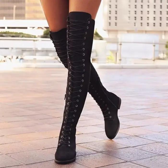 Bottines à bout rond pour femmes, design à boucle, bottes hautes, chaudes pour l'hiver, en cuir PU, semelle en caoutchouc, confortables, pour la saison printemps-automne