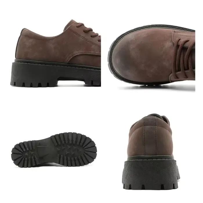 Bottes Derby pour hommes, chaussures de travail Vintage, semelle épaisse, en cuir suédé, respirantes, confortables, antidérapantes, baskets à plateforme