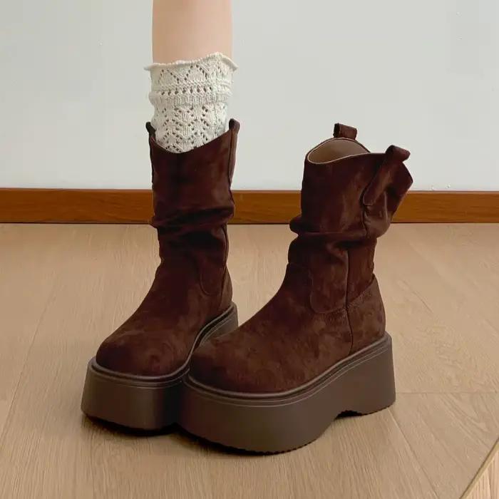 Bottines à plateforme épaisse pour femme