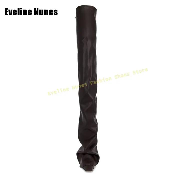 Bottes de défilé plissées à bout carré pour fille épicée, bottes au dessus du genou, grande taille, nouvelle collection automne-hiver 2025