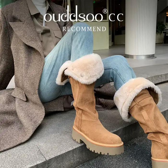 Ods luxe sur le genou bottes femmes nouvelle haute qualité véritable daim