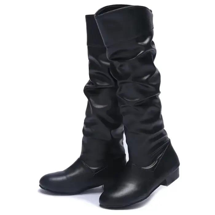 Bottes hautes en cuir PU pour femmes