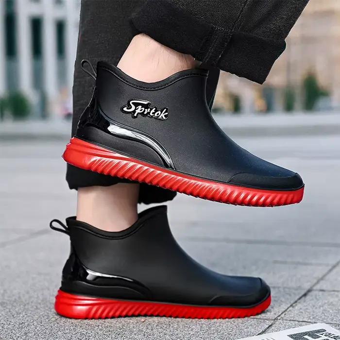 Bottines de pluie imperméables et antidérapantes pour hommes, résistantes à l'usure, adaptées à la pêche et au camping, printemps/automne