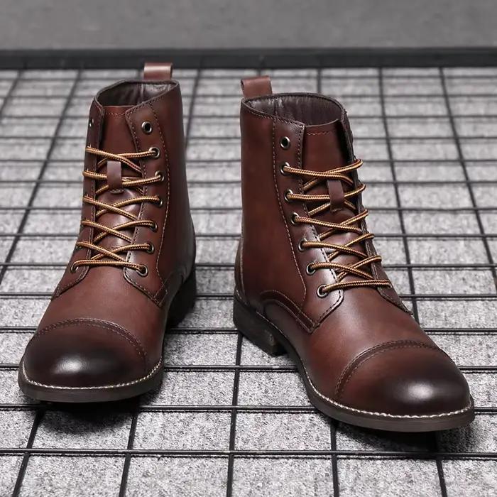 Hommes mode bottes nouveauté Britsh Vintage bottes en cuir chaussures hommes bottes automne hiver Design hommes bottines grande taille