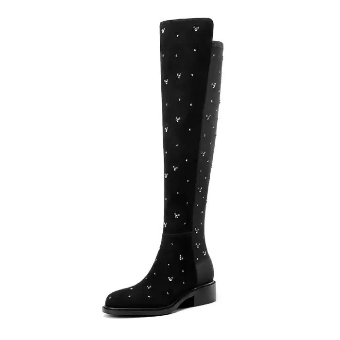 Cristal bottes hautes pour femmes mode robe chaussures à talons hiver sur le genou Chelsea Botas 2025 nouveau décontracté Zapatillas De Mujer