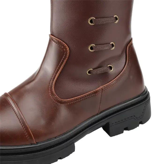 Bottes rétro d'équitation en tissu avec fermeture éclair et semelle en caoutchouc pour hommes, occasions spéciales, cosplay et équitation