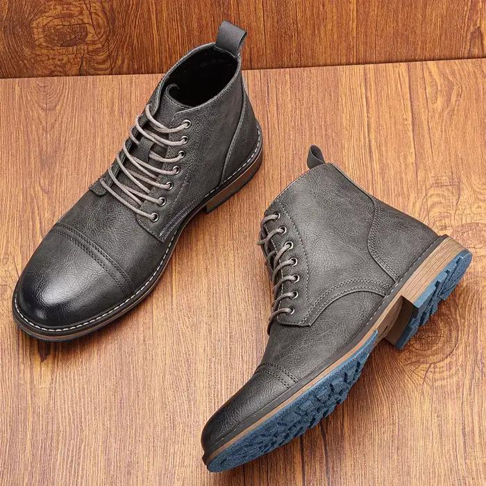 Bottes rétro confortables et tendance en cuir pour homme pour printemps et automne occassions multiples à offrir