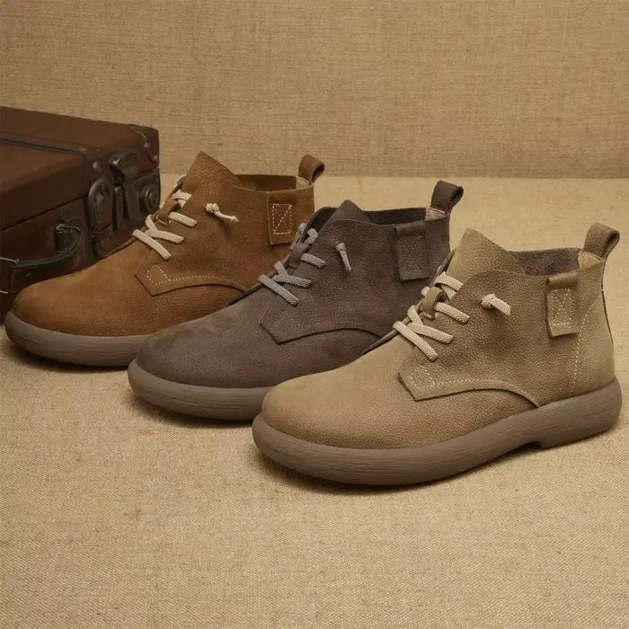Bottines courtes en cuir de vache pour homme style britannique confortables bottes chelsea pour printemps automne occassions spéciales