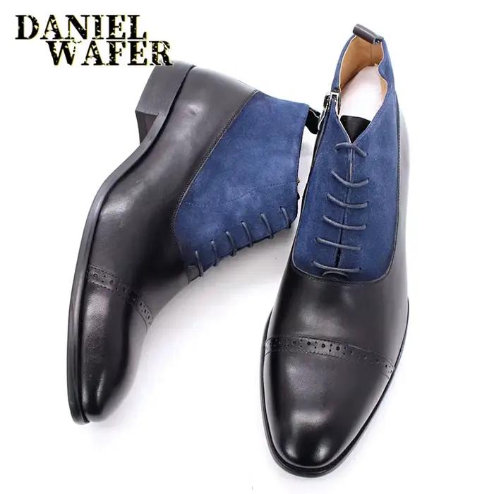 Bottes de rinçage pointues en daim pour hommes