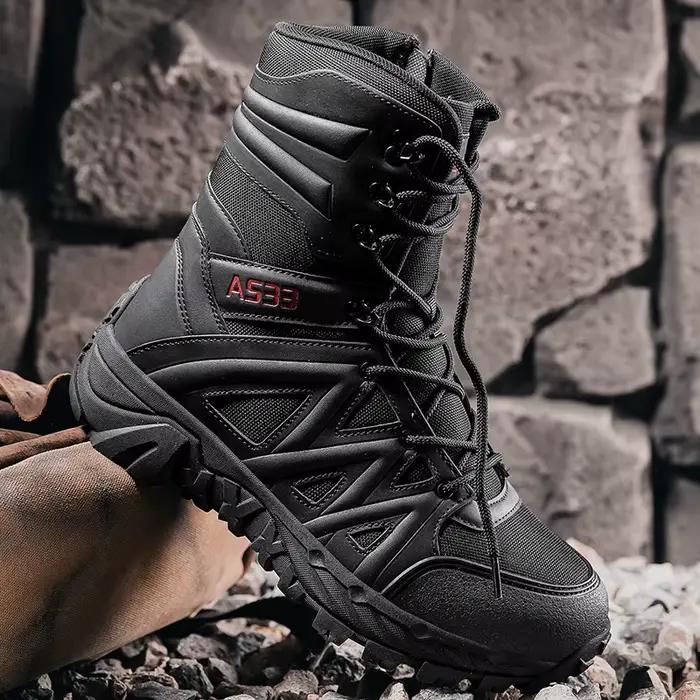 Bottes mi-mollet pour hommes, chaussures montantes tactiques du désert, bottes de moto de Style rétro, chaussures de randonnée en plein air, de Camping, bottines confortables