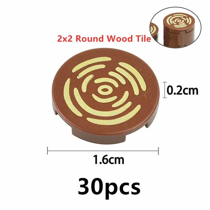Carrelage MOC rond 2x2 avec souche d'arbre, motif de Grain de bois 1x1, briques lisses, assemblage de pièces, blocs de construction 14769pb196 98138pb042