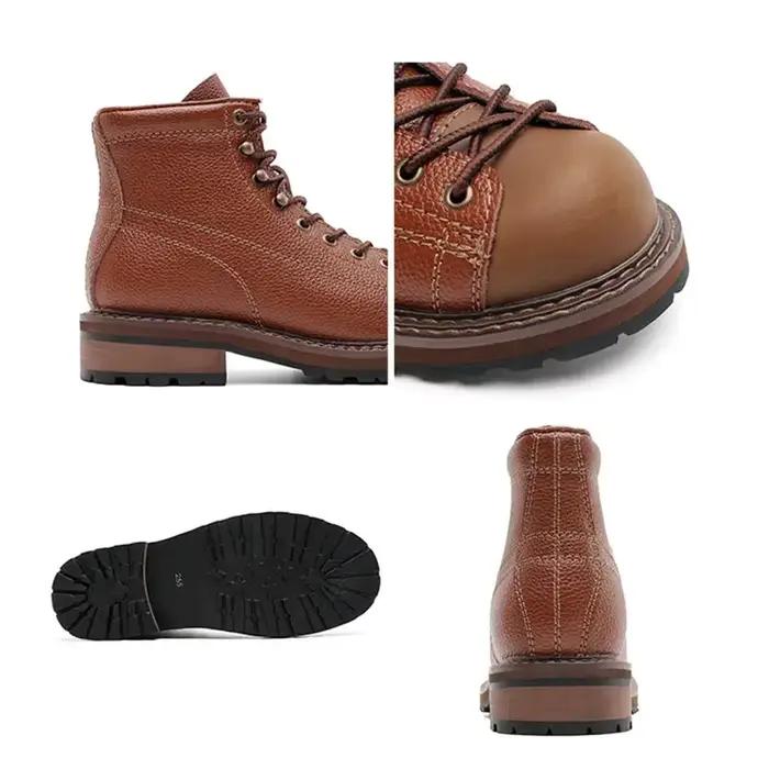 Hommes bottes en cuir Vintage travail haut chaussures pour hommes Style britannique hommes bottes en cuir printemps antidérapant à lacets plate-forme chaussures homme