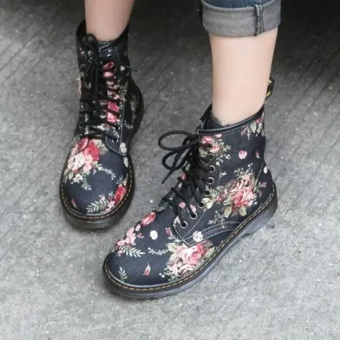 Bottes printanières automnales pour femmes design floral respirantes antidérapantes confortables pour toutes occasions