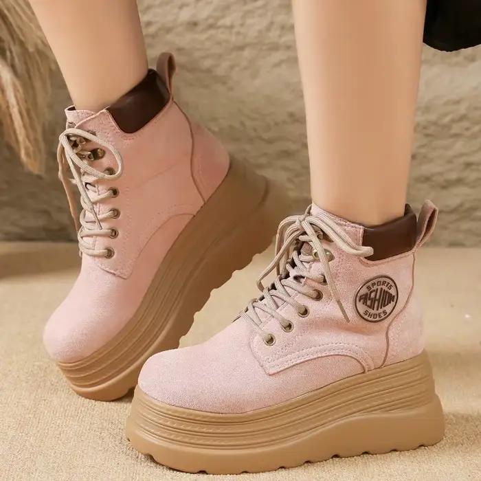 Bottines compensées vintage à plateforme haute pour femme, nouvelle collection automne 2026