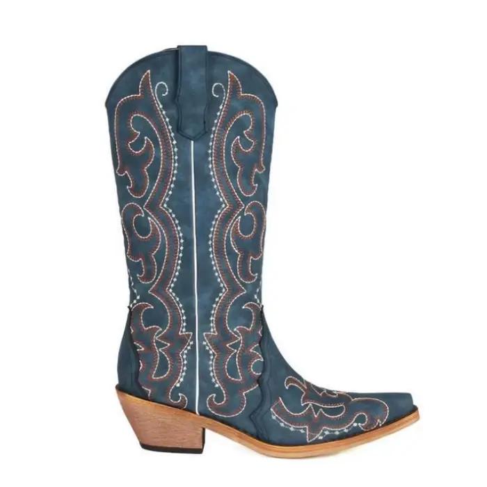 Bottes de Cowgirl bleues confortables pour femmes