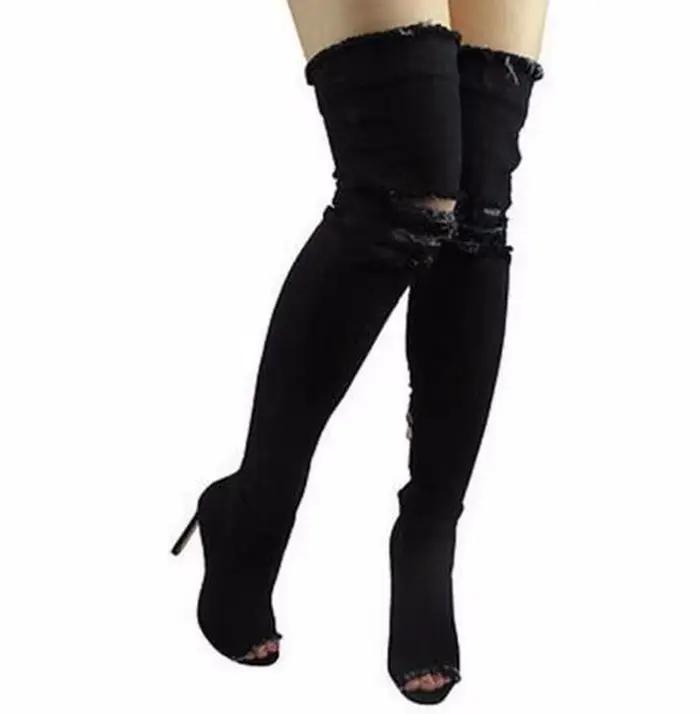 Cuissardes à talons hauts avec pompon pour femme