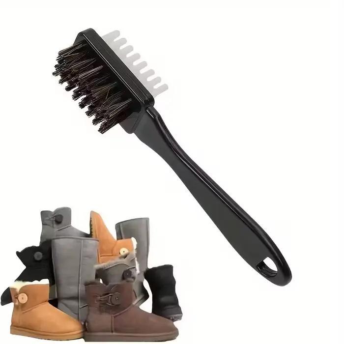 Brosse 2-en-1 pour daim et chaussures avec gomme | pour les bottes